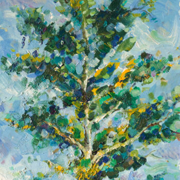 Peinture intitulée "Birch tree" par Nikolay Starostenko, Œuvre d'art originale, Huile
