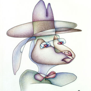 Dessin intitulée "Mr. Rabbit" par Nikolay Starostenko, Œuvre d'art originale, Marqueur
