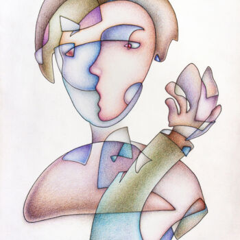 Disegno intitolato "Siren" da Nikolay Starostenko, Opera d'arte originale, Matite colorate
