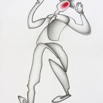 Drawing titled "Red Spot" by Nikolay Starostenko, Original Artwork, Pencil