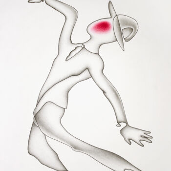 Zeichnungen mit dem Titel "Red Spot III" von Nikolay Starostenko, Original-Kunstwerk, Bleistift