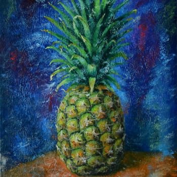 Peinture intitulée "Pineapple. Oil on c…" par Nikolay Velikiy, Œuvre d'art originale, Huile