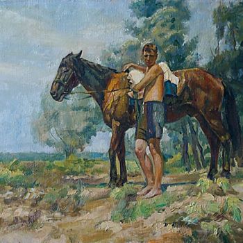 Painting titled "Summer" by Nikolay Klyagin, Original Artwork, Oil
