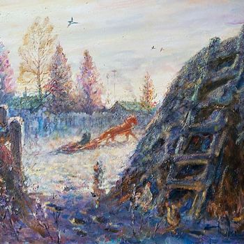 Painting titled "Zimka" by Nikolay Klyagin, Original Artwork, Oil