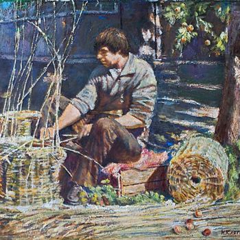 Painting titled "Apple Spas is coming" by Nikolay Klyagin, Original Artwork, Oil