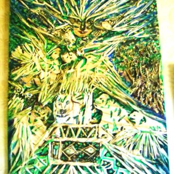 Peinture intitulée "Marqueterie L'arbre…" par Nikolina Bellanger, Œuvre d'art originale