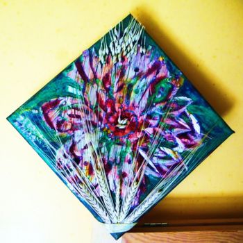 Peinture intitulée "La fleur 2-Marquete…" par Nikolina Bellanger, Œuvre d'art originale