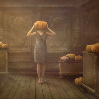 Peinture intitulée "Pumpkinhead, medium…" par Nikolina Petolas, Œuvre d'art originale