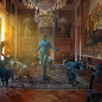 Digitale Kunst mit dem Titel "Of Cat and Dogs and…" von Nikolina Petolas, Original-Kunstwerk, Fotomontage