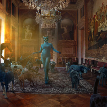 Digitale Kunst mit dem Titel "Of Cat and Dogs and…" von Nikolina Petolas, Original-Kunstwerk, Fotomontage