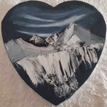 Peinture intitulée "Coeur montagneux en…" par Rusen Nikolov, Œuvre d'art originale, Huile