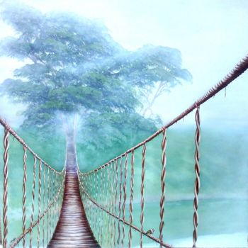 Pintura titulada "Puente colgante" por Carmen Gallego Moreno, Obra de arte original, Oleo