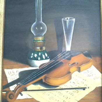 Malerei mit dem Titel "Violin" von Carmen Gallego Moreno, Original-Kunstwerk, Öl