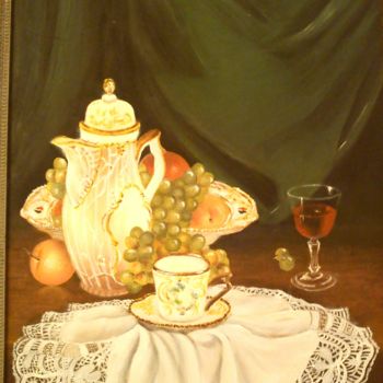 Painting titled "Vino" by Carmen Gallego Moreno, Original Artwork, Oil