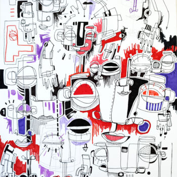 Drawing titled "Sans titre V" by Nikonografik, Original Artwork, Marker