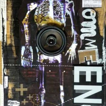 Collagen mit dem Titel "l'homme enceinte 01" von Nikonografik, Original-Kunstwerk, Collagen