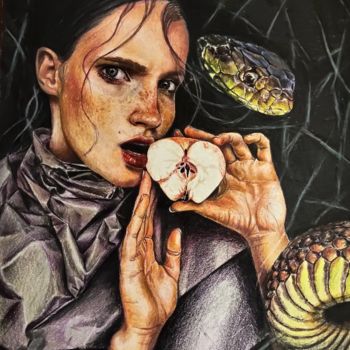 Рисунок под названием "Искушение" - Виктория Марценюк, Подлинное произведение искусства, Карандаш