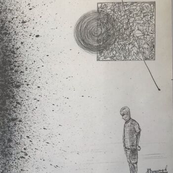 Dibujo titulada ""Lost" | "Потерялся"" por Nikolay Vladimirov, Obra de arte original, Tinta Montado en Bastidor de camilla d…