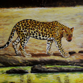 Painting titled "Lone Prince" by Nilantha Vidanarachchi, Original Artwork, Oil Mounted on Wood Stretcher frame