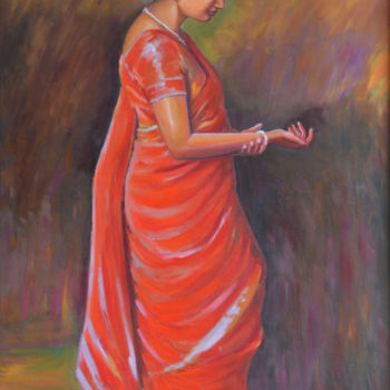 Painting titled "Simple Elegance" by Nilantha Vidanarachchi, Original Artwork, Oil Mounted on Wood Stretcher frame