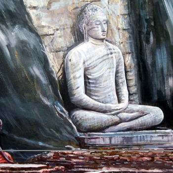 Painting titled "Singleness of Thoug…" by Nilantha Vidanarachchi, Original Artwork, Oil Mounted on Wood Stretcher frame