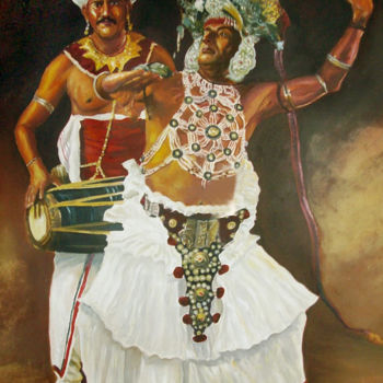 Ζωγραφική με τίτλο "Triumphant Beat" από Nilantha Vidanarachchi, Αυθεντικά έργα τέχνης, Λάδι Τοποθετήθηκε στο Ξύλινο φορείο…