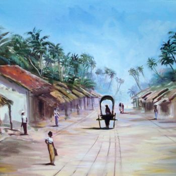 Painting titled "Guard of Honor" by Nilantha Vidanarachchi, Original Artwork, Oil Mounted on Wood Stretcher frame