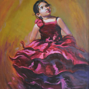 Painting titled "Simple Prettiness" by Nilantha Vidanarachchi, Original Artwork, Oil Mounted on Wood Stretcher frame