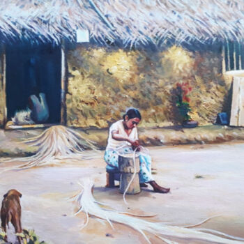 Peinture intitulée "Making Ends Meet" par Nilantha Vidanarachchi, Œuvre d'art originale, Acrylique Monté sur Châssis en bois