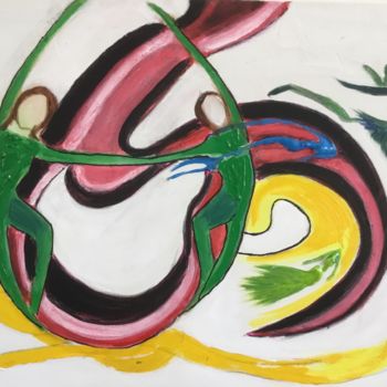 Painting titled "Les jongleurs" by Nilda Raw, Original Artwork, Acrylic