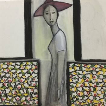 Painting titled "MISS TCHOW" by Nilda Raw, Original Artwork, Acrylic