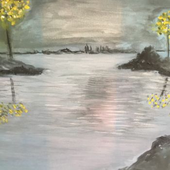 Painting titled "PEACE POND" by Nilda Raw, Original Artwork, Acrylic