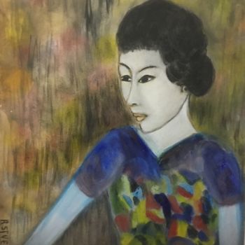 Pintura intitulada "ORIENTAL LADY" por Nilda Raw, Obras de arte originais, Óleo