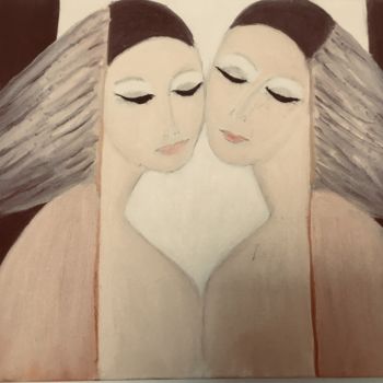 Peinture intitulée "TWINS" par Nilda Raw, Œuvre d'art originale, Tempera