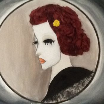 Painting titled "Garota ruiva" by Nilda Raw, Original Artwork, Gouache