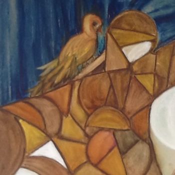 Peinture intitulée "Segredo do pássaro…" par Nilda Raw, Œuvre d'art originale, Autre
