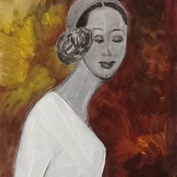 Painting titled "Jovem dama" by Nilda Raw, Original Artwork, Other