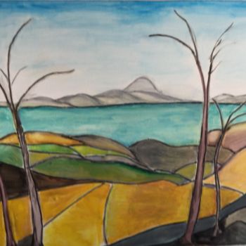 Painting titled "Paysage" by Nilda Raw, Original Artwork, Oil