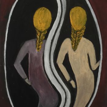 Schilderij getiteld "Courbes" door Nilda Raw, Origineel Kunstwerk, Acryl