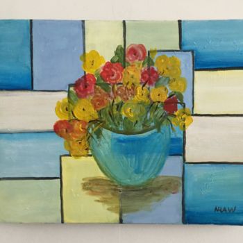 Painting titled "Flowers in the sky" by Nilda Raw, Original Artwork, Acrylic