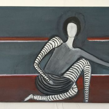 Malerei mit dem Titel "Zebra woman" von Nilda Raw, Original-Kunstwerk, Acryl