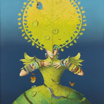Pintura titulada "A-catterpillar-orgy…" por Guy Gleyen, Obra de arte original, Oleo