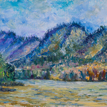 Malerei mit dem Titel "Katun the river" von Nina Belanova, Original-Kunstwerk, Öl