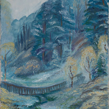 Painting titled "First snow" by Nina Belanova, Original Artwork