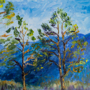 Painting titled "Singing pines" by Nina Belanova, Original Artwork, Oil