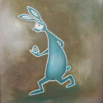 Malerei mit dem Titel "Wie der Hase läuft" von Nina Boos, Original-Kunstwerk, Pastell