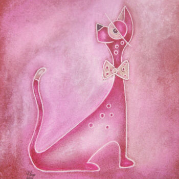 绘画 标题为“Miezekatze” 由Nina Boos, 原创艺术品, 粉彩 安装在纸板上