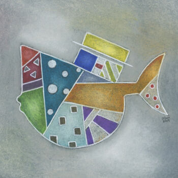 Desenho intitulada "Fischkunst" por Nina Boos, Obras de arte originais, Pastel Montado em Cartão