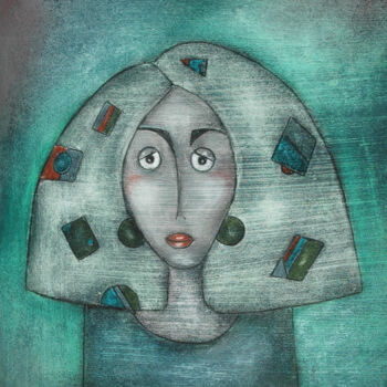 Painting titled "Haarkunst" by Nina Boos, Original Artwork, Pastel Mounted on Cardboard