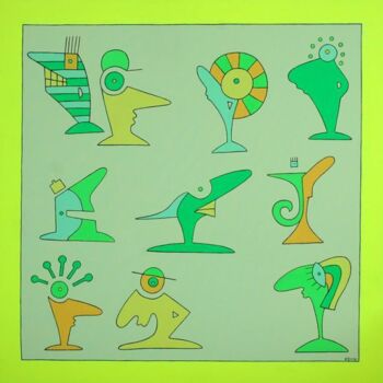 Malerei mit dem Titel "Die Grünen" von Nina Boos, Original-Kunstwerk, Andere